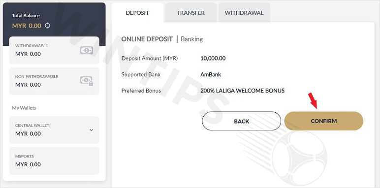 Confirm M88 account deposit information