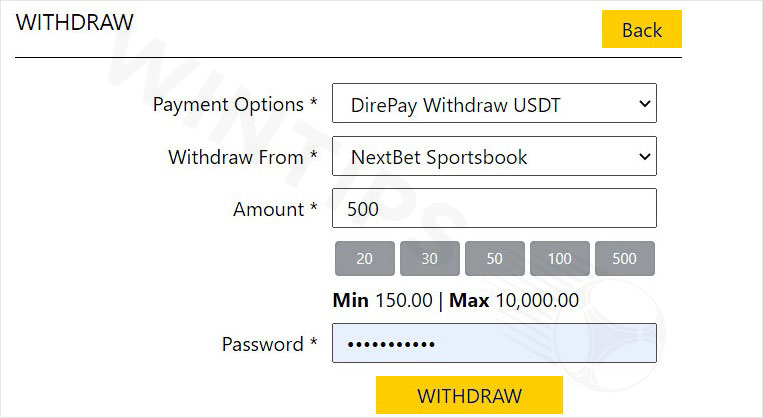 DirePay withdrawals