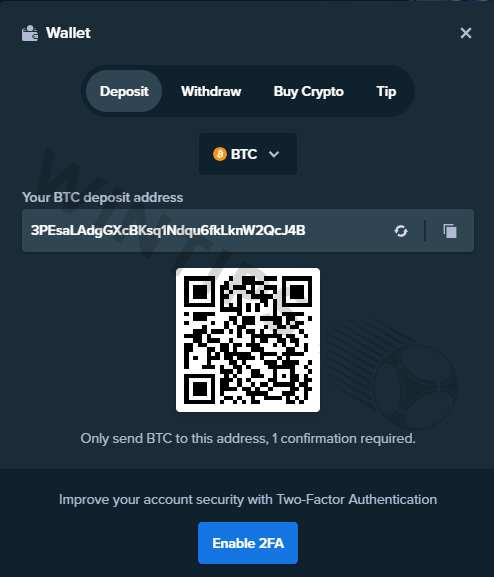 Send BTC to your Stake Wallet