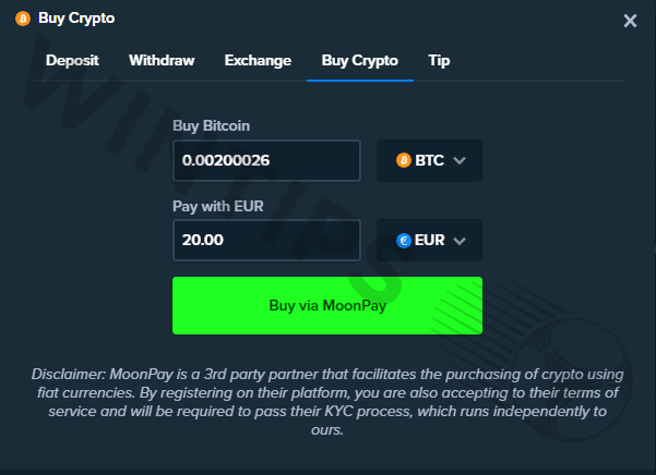 Buy Crypto via Moonpay