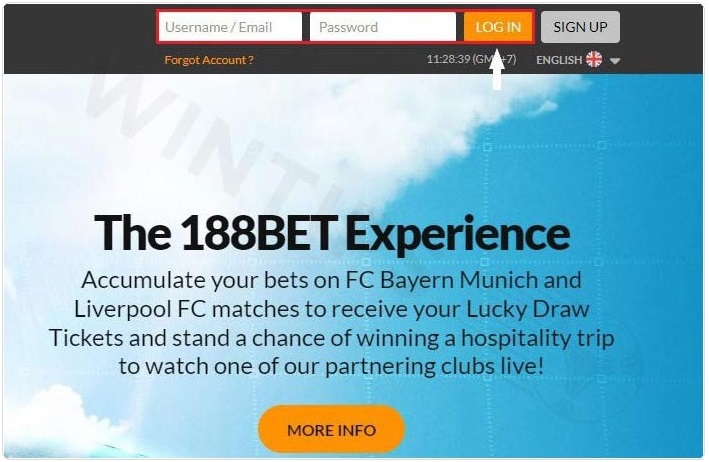 Visit website to log in188Bet